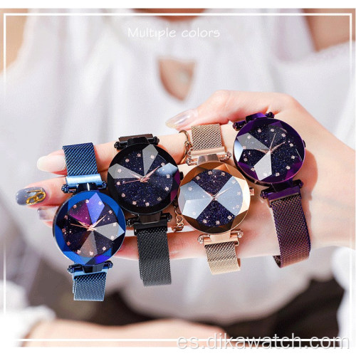 Reloj magnético de cielo estrellado para mujer, relojes de lujo para mujer, relojes de pulsera de cuarzo con diamantes de moda para mujer, reloj femenino Zegarek Damski